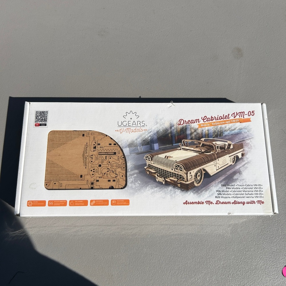 UGEARS Dream Cabriolet VM-05 Mechanical 3D Wooden Model Car Kit 70073 735 Pcs